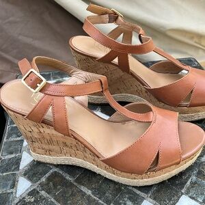 Franco Sarto Cork Wedge Sandals Womens Size 7